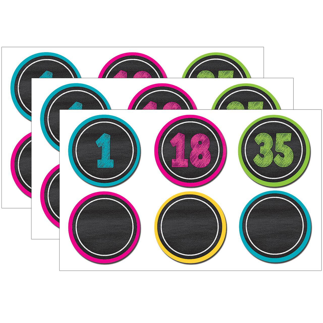 Teacher Created Resources Chalkboard Brights Numbers Magnetic Accents, 3 Packs of 126